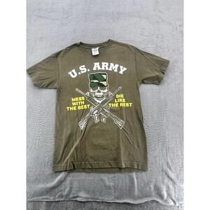 Marines Shirt S 90s 00s Y2k US Military Skull Gun USMC Best Die Like Rest Tee